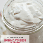This is the Best Ranch Dressing, hands down. Rich, creamy, and full of tangy ranch flavor, this homemade ranch is the perfect low carb dressing for your salad. Or use it to dip wings, pizza, pickles, or vegetables. #trimhealthymama #rohndasranch #homeamderanchdressing #homemadedressing #keto #lowcarb