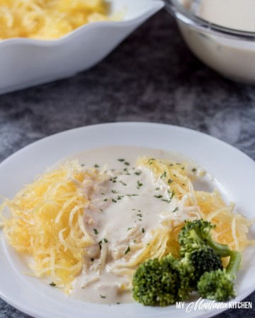 This rich and creamy Alfredo Sauce with heavy cream is not only savory and delicious, but low carb and healthy as well. You're going to love how simply and quickly it comes together! This keto Alfredo makes a great low carb family meal idea! #lowcarb #keto #trimhealthymama #thm #lowcarbalfredo #homemadealfredo #glutenfree #ketoalfredo #thmalfredo #realfood