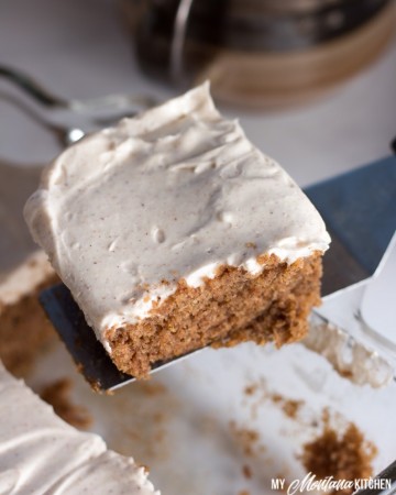 Cinnamon Spice Cake is delicious, especially when you top it with cinnamon cream cheese frosting. This low carb spice cake recipe without applesauce is delicious in fall and throughout the holidays...or any time. This recipe also works as a Trim Healthy Mama S Dessert Recipe. #lowcarbspicecake #lowcarb #sugarfree #glutenfree #cinnamon #lowcarbcinnamon #healthycake #trimhealthymama #thms #thmdessertrecipe #thmspicecake