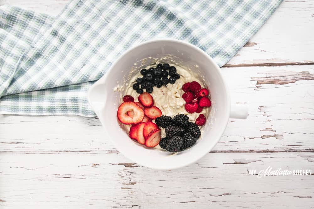 This Cheesecake Berry Salad is a Sugar Free, THM, Keto Dessert recipe! Filled with fresh berries, cream cheese, and whipping cream, it is always devoured quickly! #cheesecakeberrysalad #thm #sugarfree