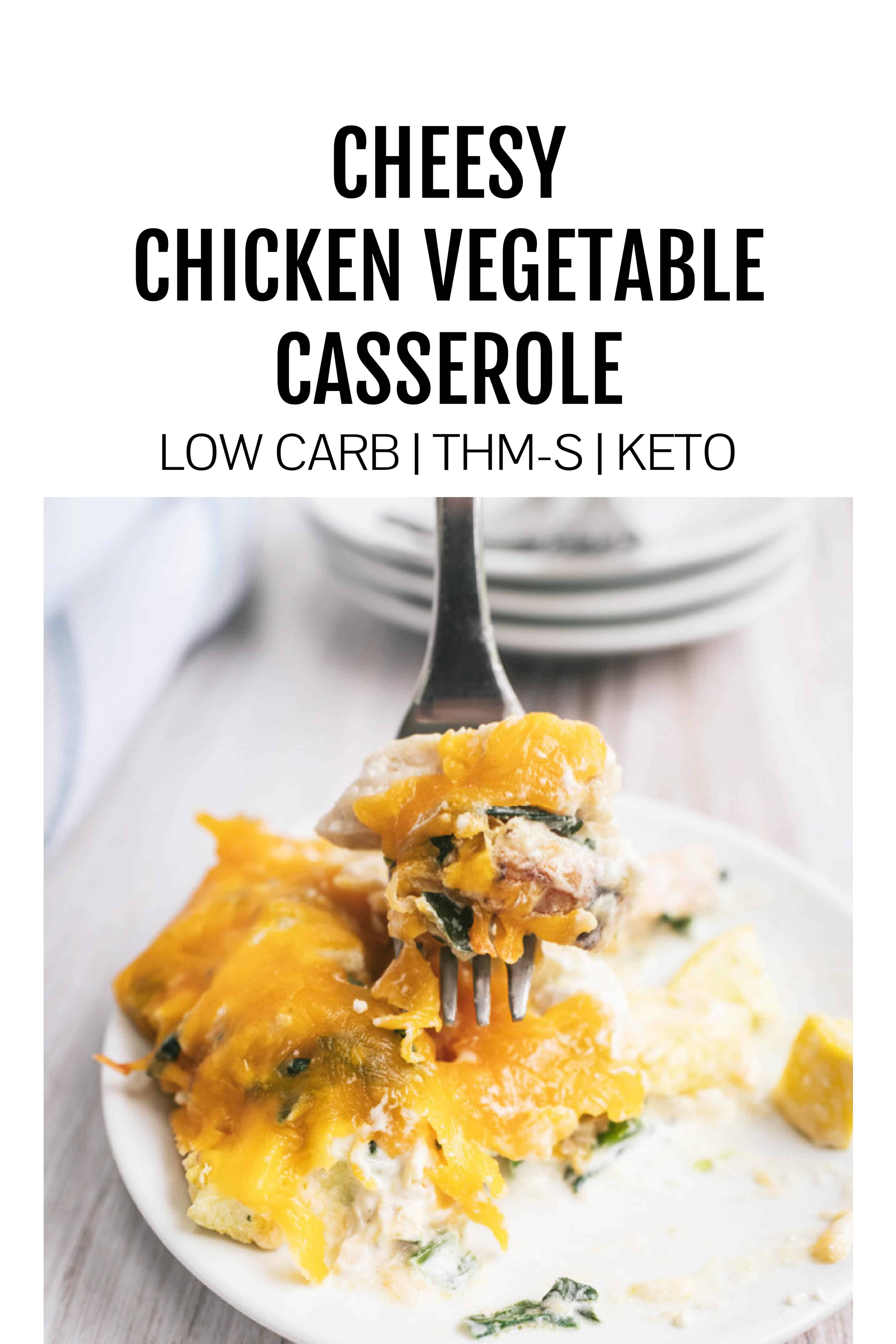 An easy low carb chicken casserole that makes healthy dinners a breeze! Filled with fresh vegetables and plenty of flavor, this easy cheesy chicken casserole will be a family favorite! #lowcarbchickencasserole #easyhealthydinner