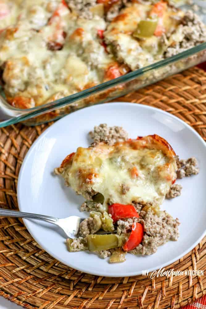 Philly Cheesesteak Casserole | Ground Beef, Low Carb, Keto, Easy, THM