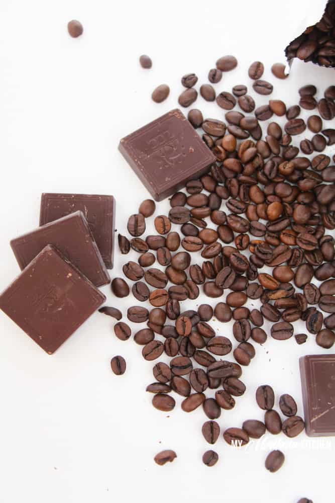 chocolate squares and espresso beans