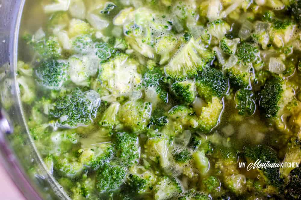 image of cooked broccoli for easy broccoli cheese soup