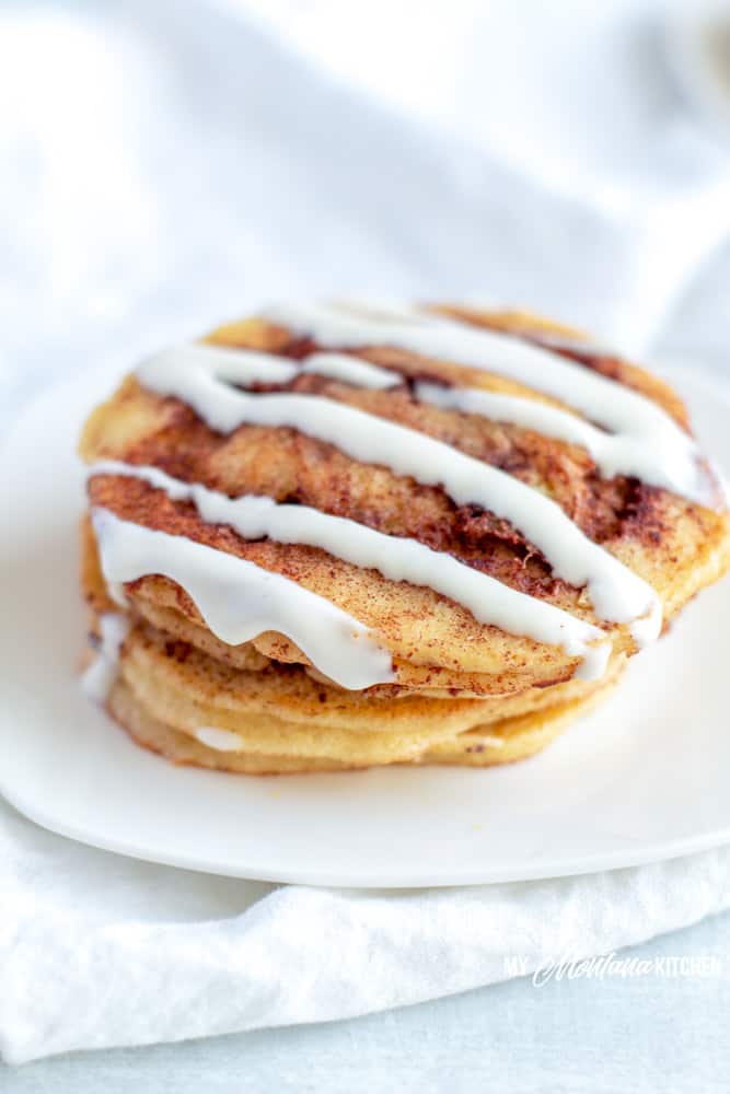 image of low carb cinnamon roll pancakes