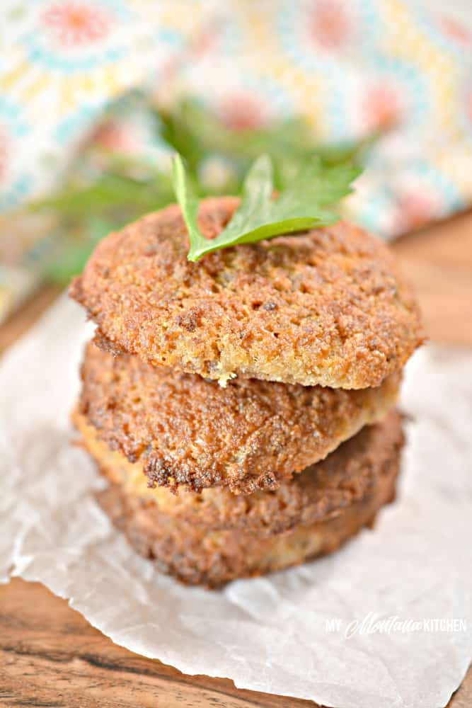 sausage breakfast cookies stacked with herbs