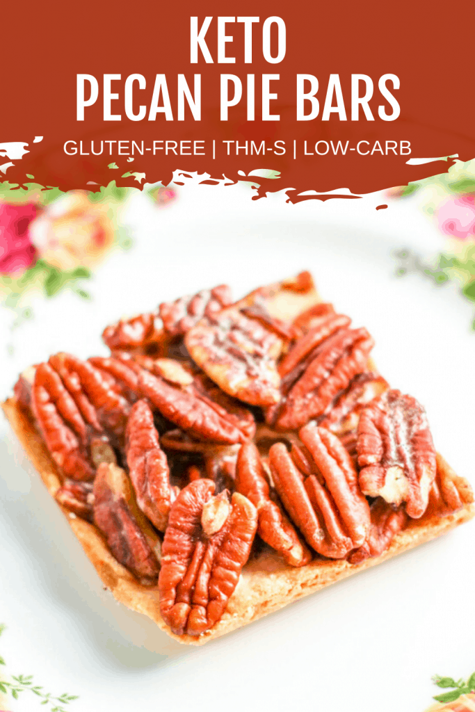 Pinterest image for keto pecan pie bars