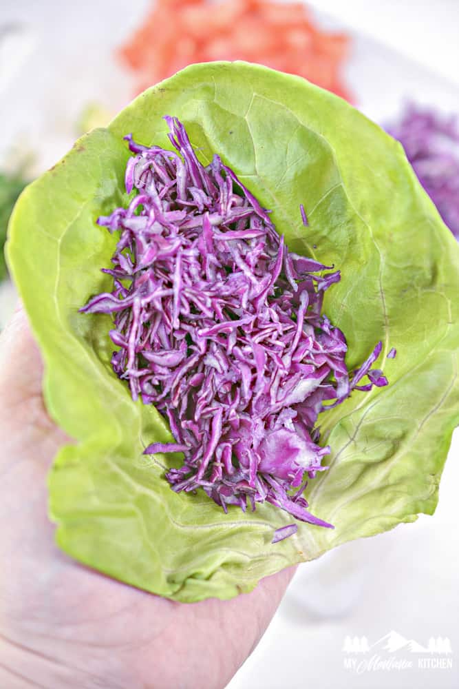 Ingredients for keto shrimp lettuce taco wraps