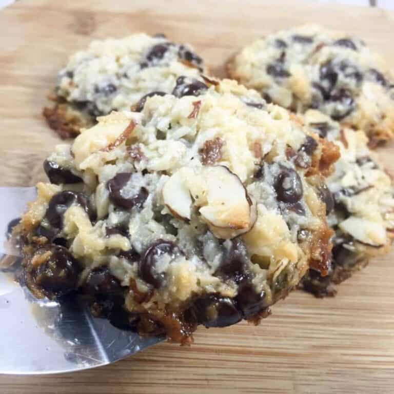 low carb almond joy cookie on spatula