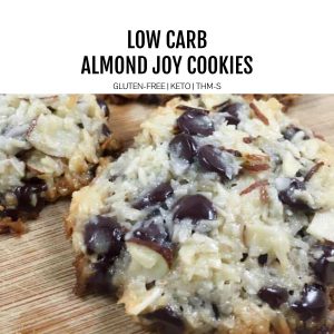 low carb almond joy cookie on spatula