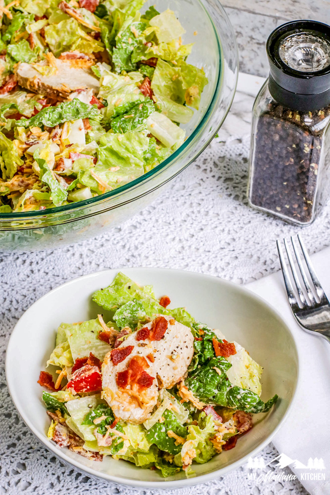 single serving of cobb salad in bowl