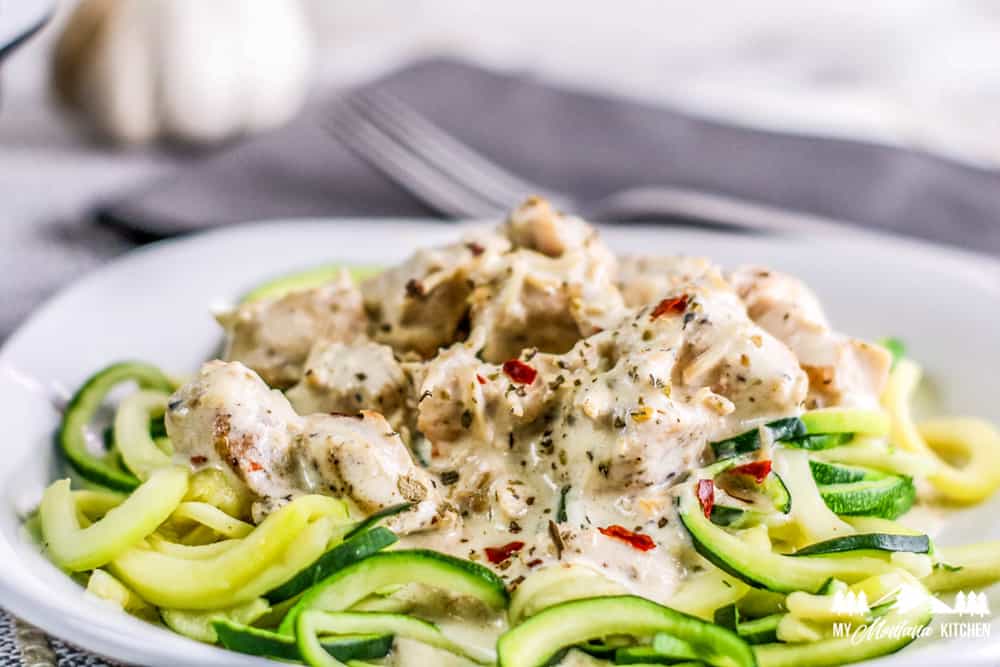 keto alfredo chicken with zucchini noodles