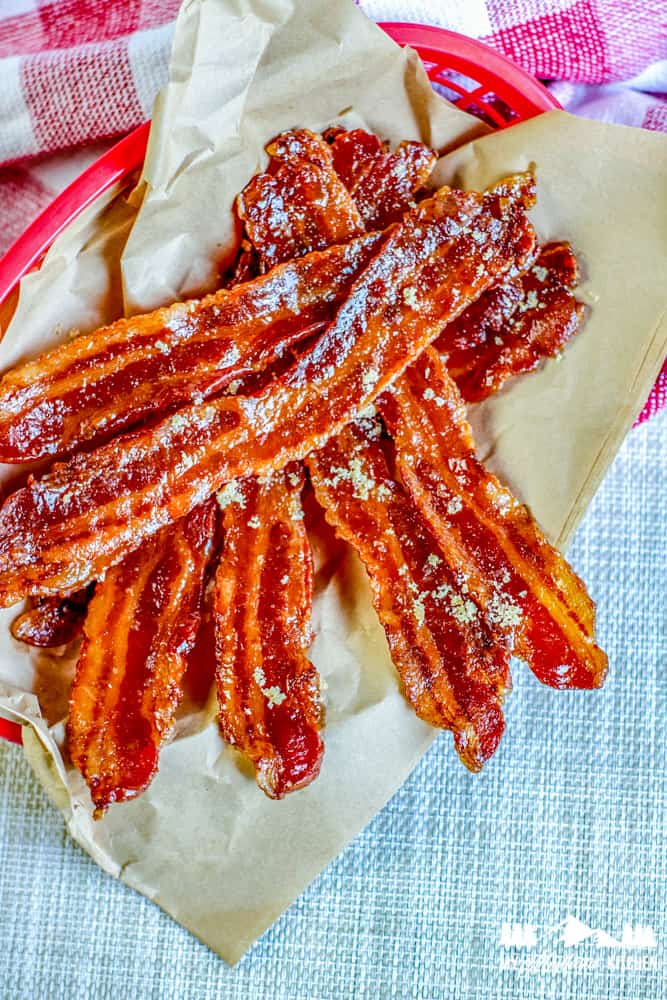 keto candied bacon in basket