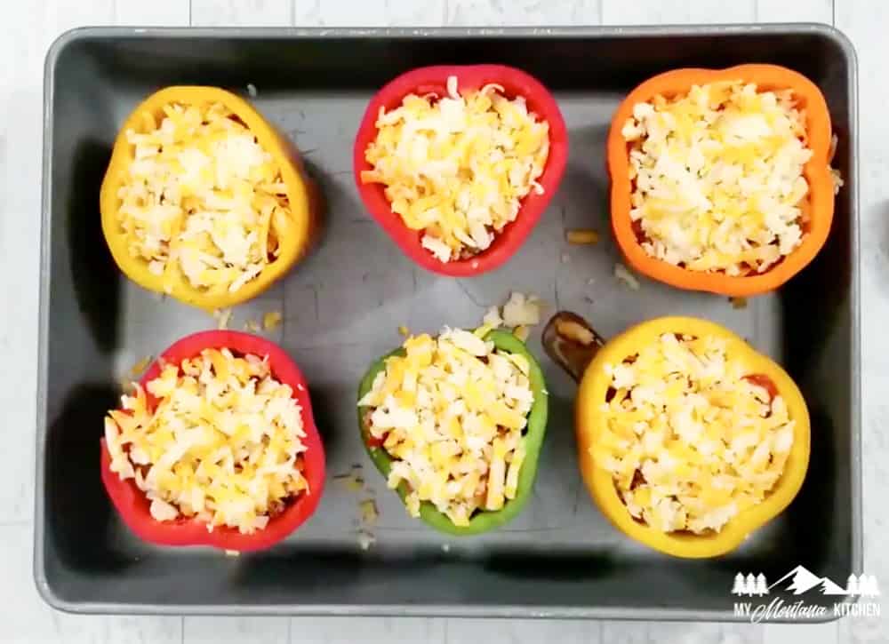 keto stuffed peppers in pan