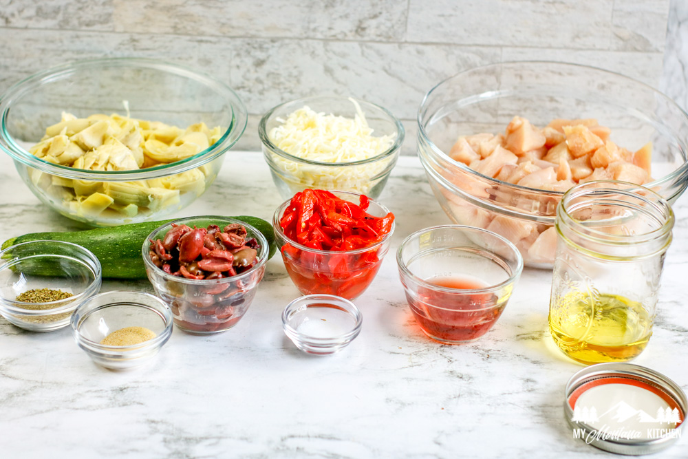 Ingredients for Low-Carb Greek Chicken Casserole