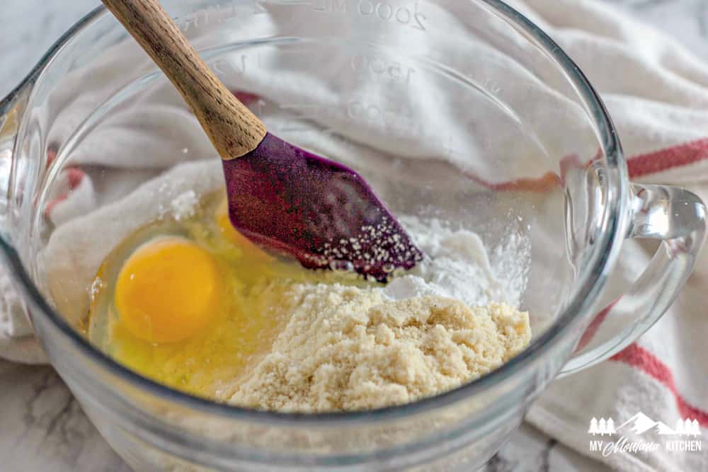 Almond flour and baking powder with eggs