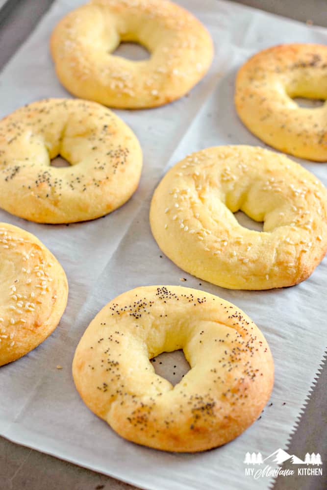 Sprinkle your topping over the bagels