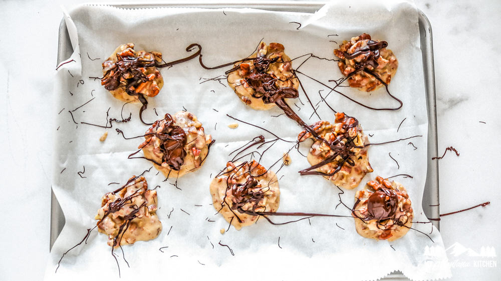 keto turtles drizzled with chocolate