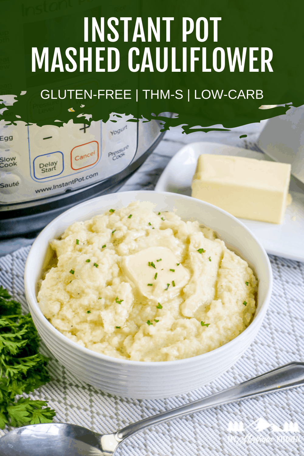 Low-Carb Mashed Cauliflower recipe made in your instant pot. Using fresh cauliflower instead of frozen, and using your instant pot makes this recipe super easy! Delicious keto mashed potatoes substitute.