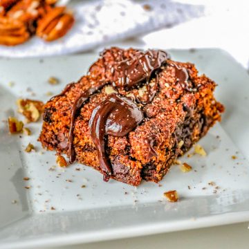 pumpkin brownie on white plate