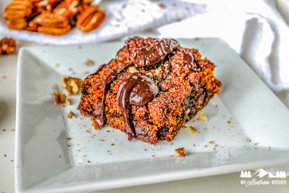 pumpkin brownie on white plate