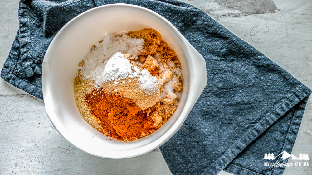 vegan pumpkin brownie ingredients in white bowl