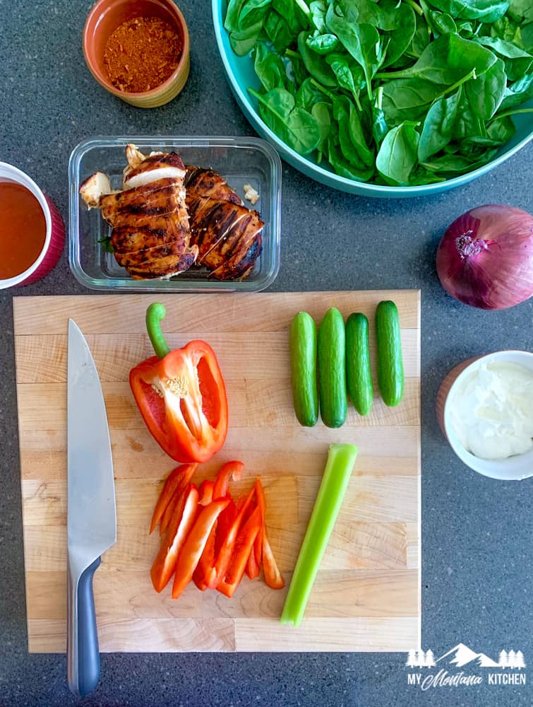 Ingredients for Grilled Buffalo Chicken Salad