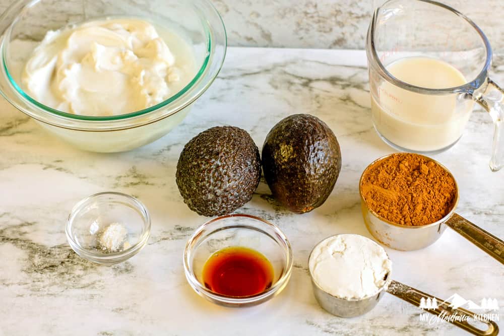 Ingredients for Chocolate Avocado Ice Cream