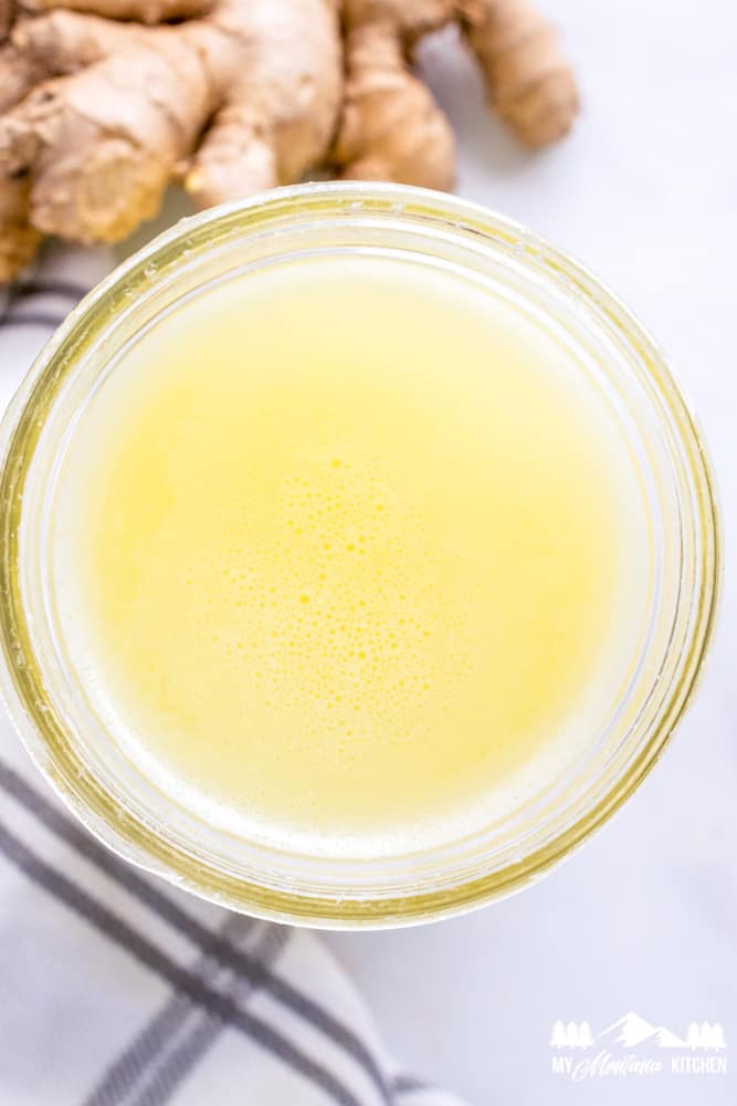fresh ginger juice in pint jar