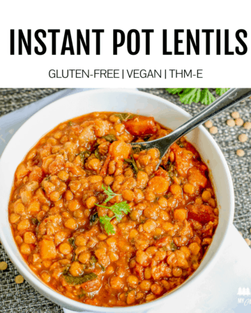 cooked instant pot lentils in white bowl