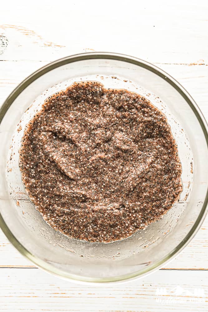 chia and flax mixture with water in bowl