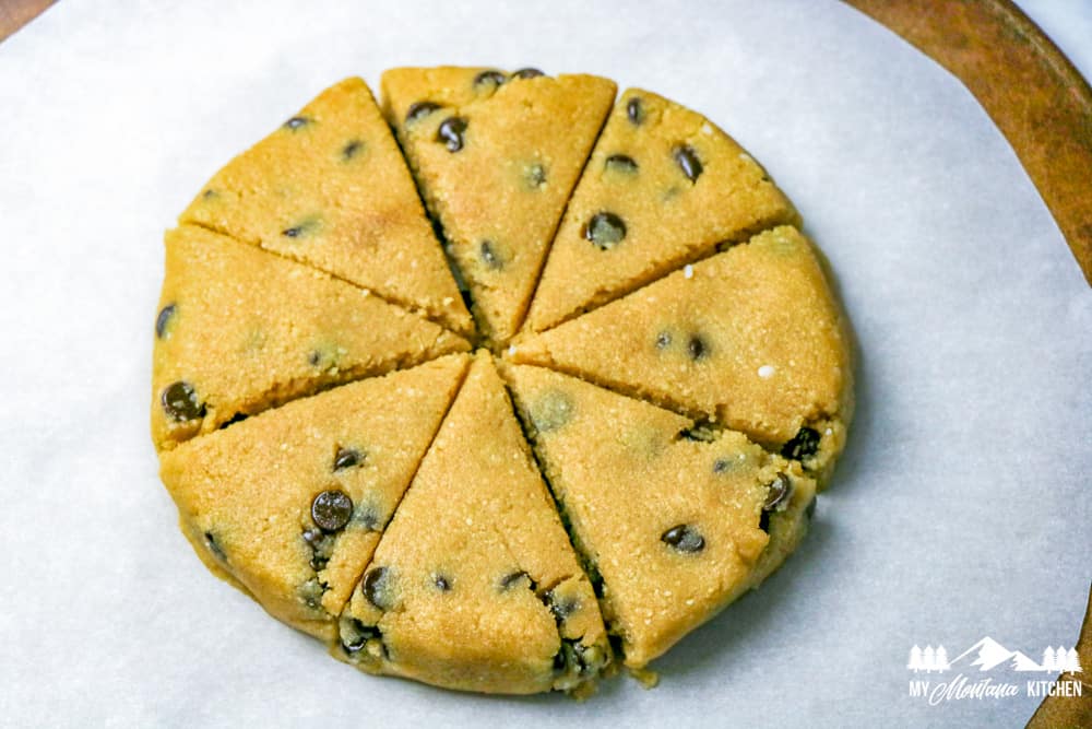 peanut butter scone dough with chocolate chips