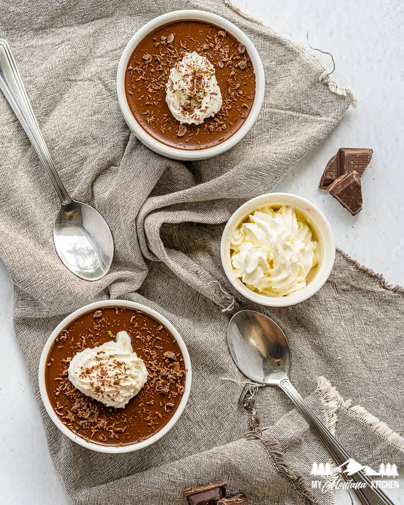 chocolate panna cotta with whipped cream