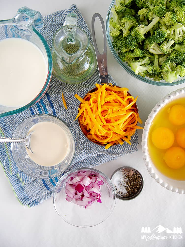 ingredients for crustless keto quiche