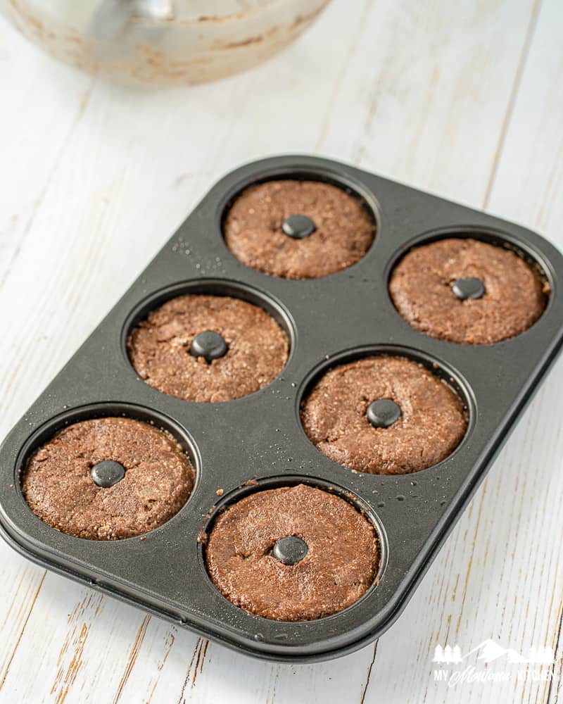 donut pan with baked chocolate keto donuts