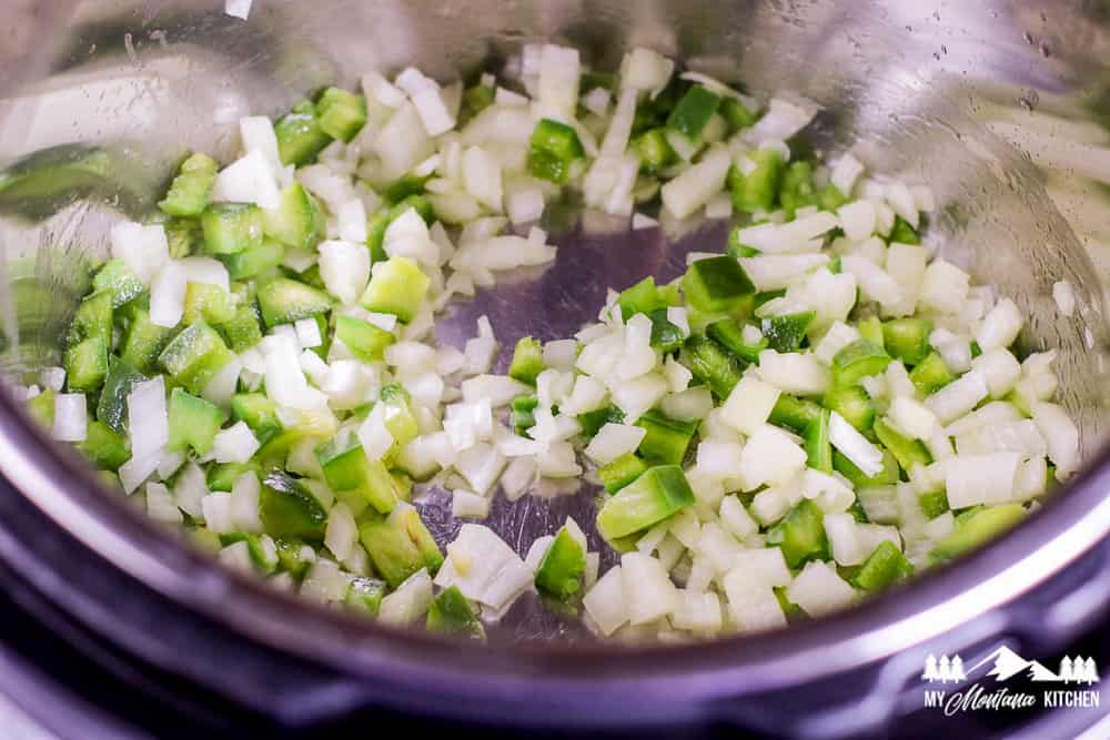 sauteing onions and green pepper in instant pot