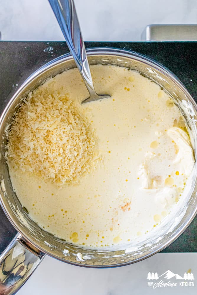 cream sauce with parmesan in pot