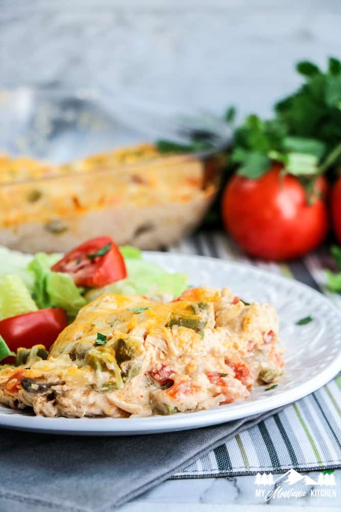 king ranch chicken on white plate