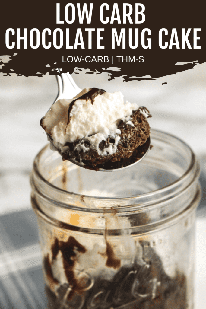 low carb chocolate mug cake on spoon
