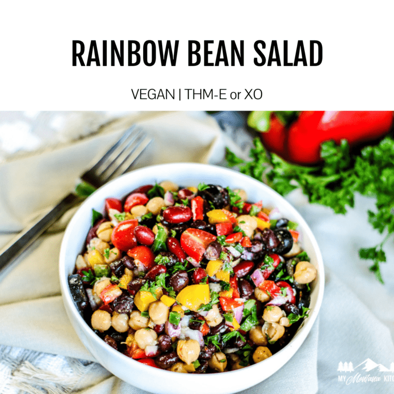 three bean salad in white bowl