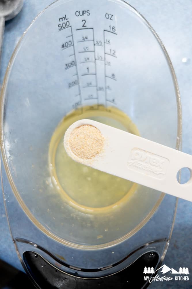 garlic powder in measuring spoon