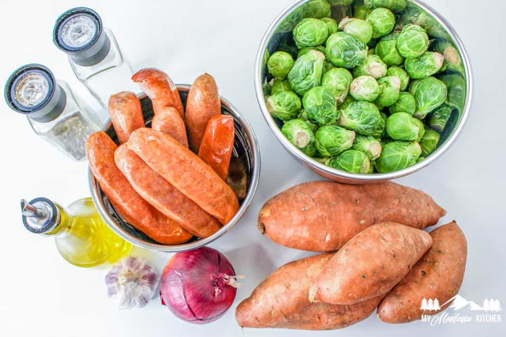 ingredients for sausage sheet pan dinner