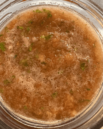 blended salsa in mason jar