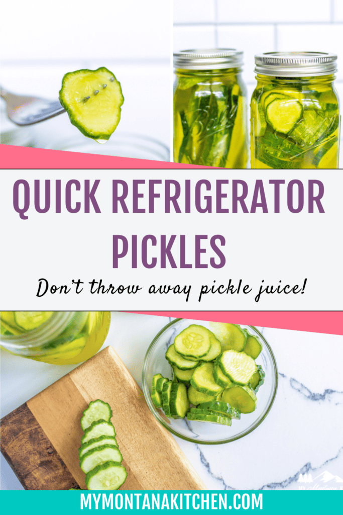 quick refrigerator pickles in jar and on fork