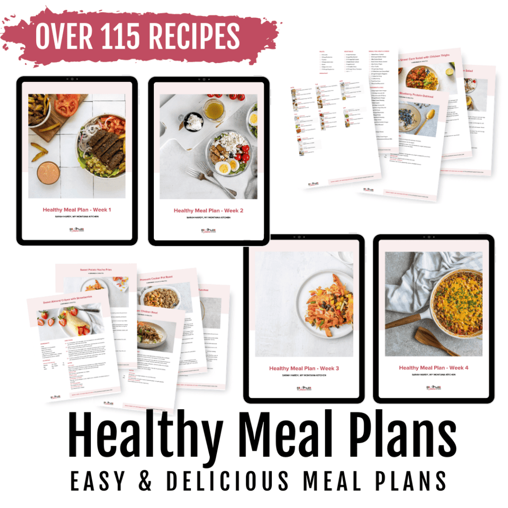 mockup of one month of healthy meal plans
