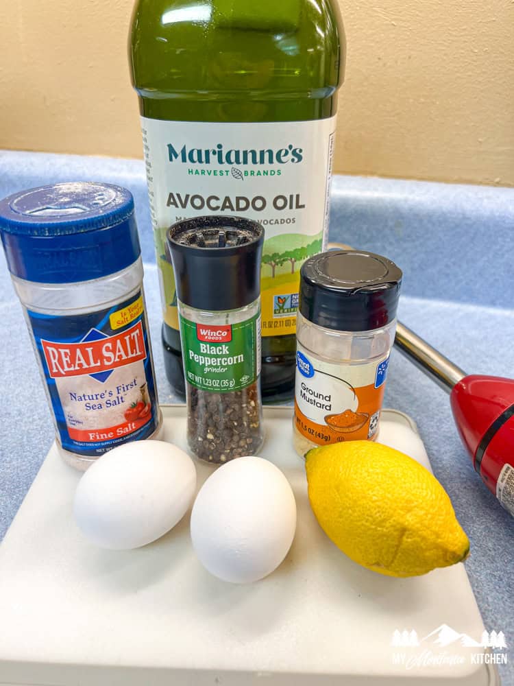 ingredients for homemade mayonnaise on counter