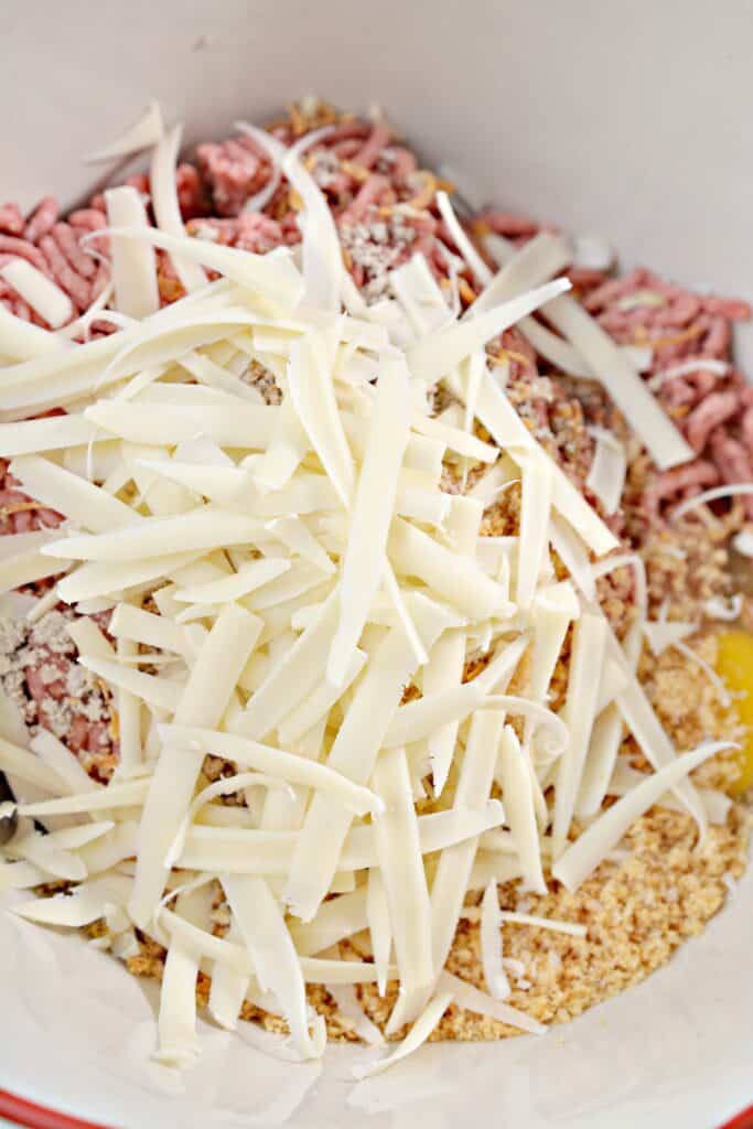 ingredients for french onion meatballs in bowl