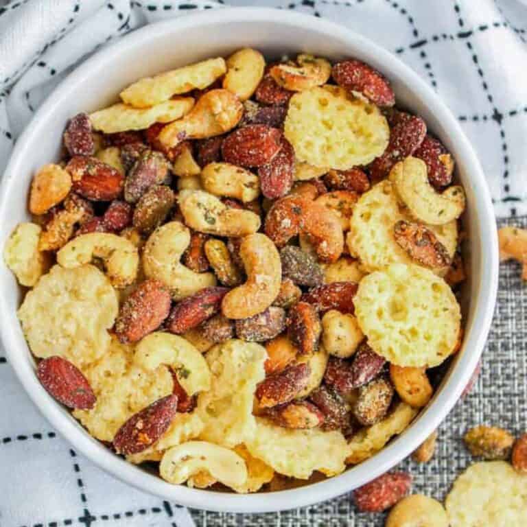 keto snack mix in white bowl