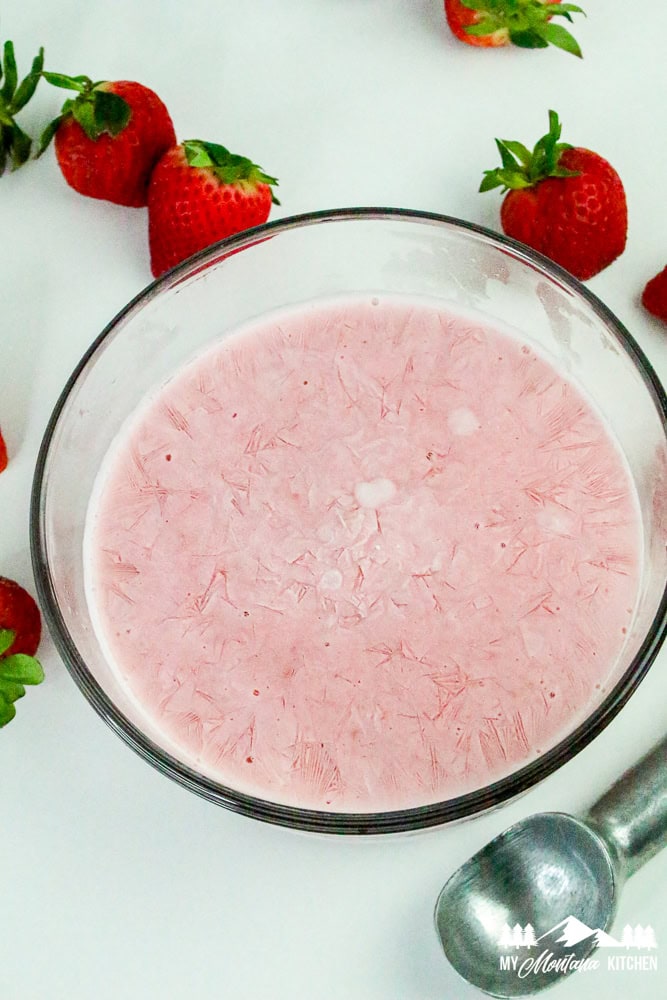 Frozen blended strawberry mixture
