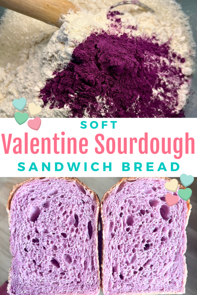 valentine day sourdough with ube powder